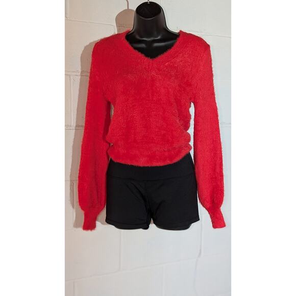 No Boundaries Long Pile Soft Knit Sweater Long Sleeve V Neck Pullover Medium - Picture 1 of 5